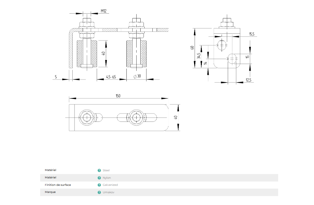 Roue avec support, zinguée