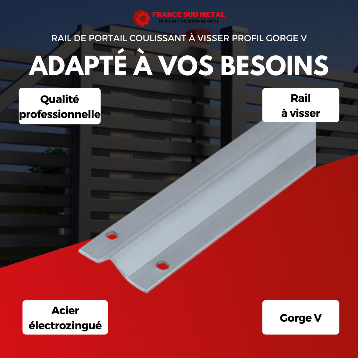 RAIL DE PORTAIL 3000mm COULISSANT