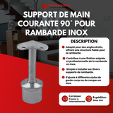 Support de main courante 90° pour rambarde inox