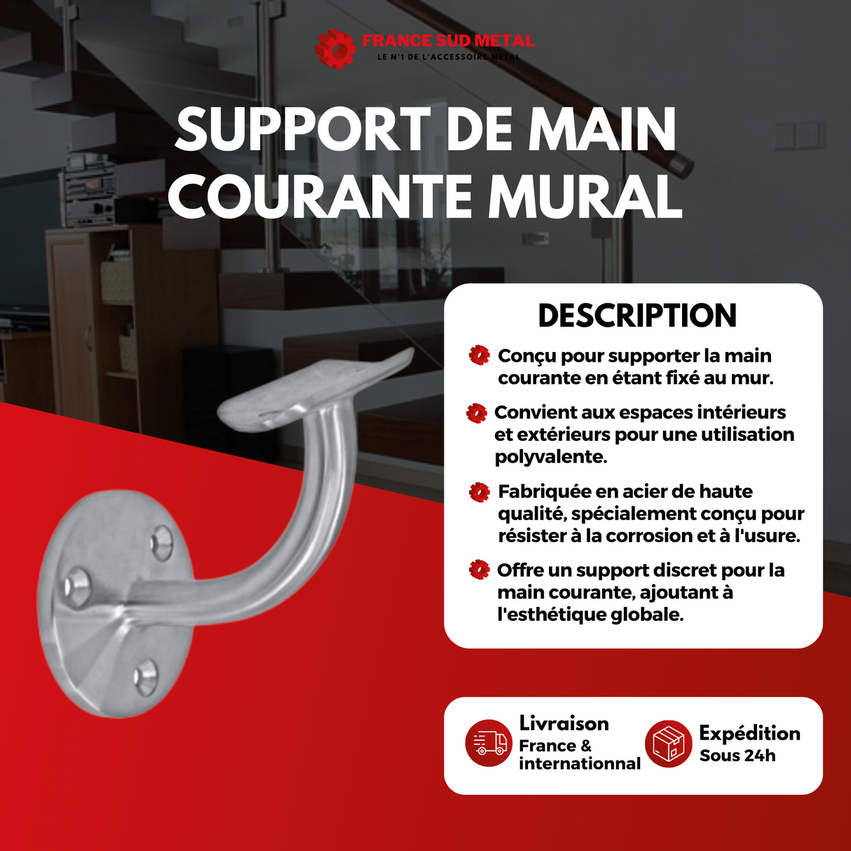 Support de main courante mural -2