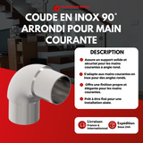 Coude en inox  arrondi pour main courante