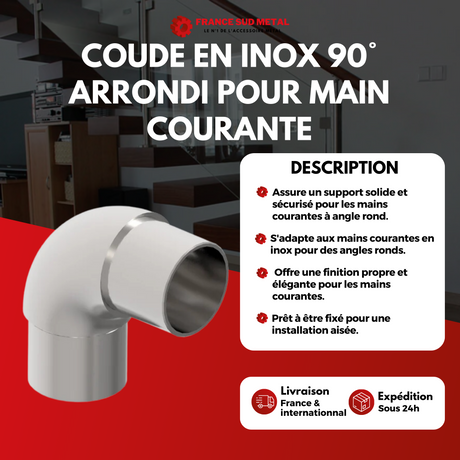 Coude en inox  arrondi pour main courante