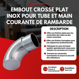 Embout crosse plat inox pour tube et main courante 