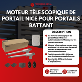 MOTEUR TÉLESCOPIQUE DE PORTAIL NICE POUR PORTAILS BATTANT