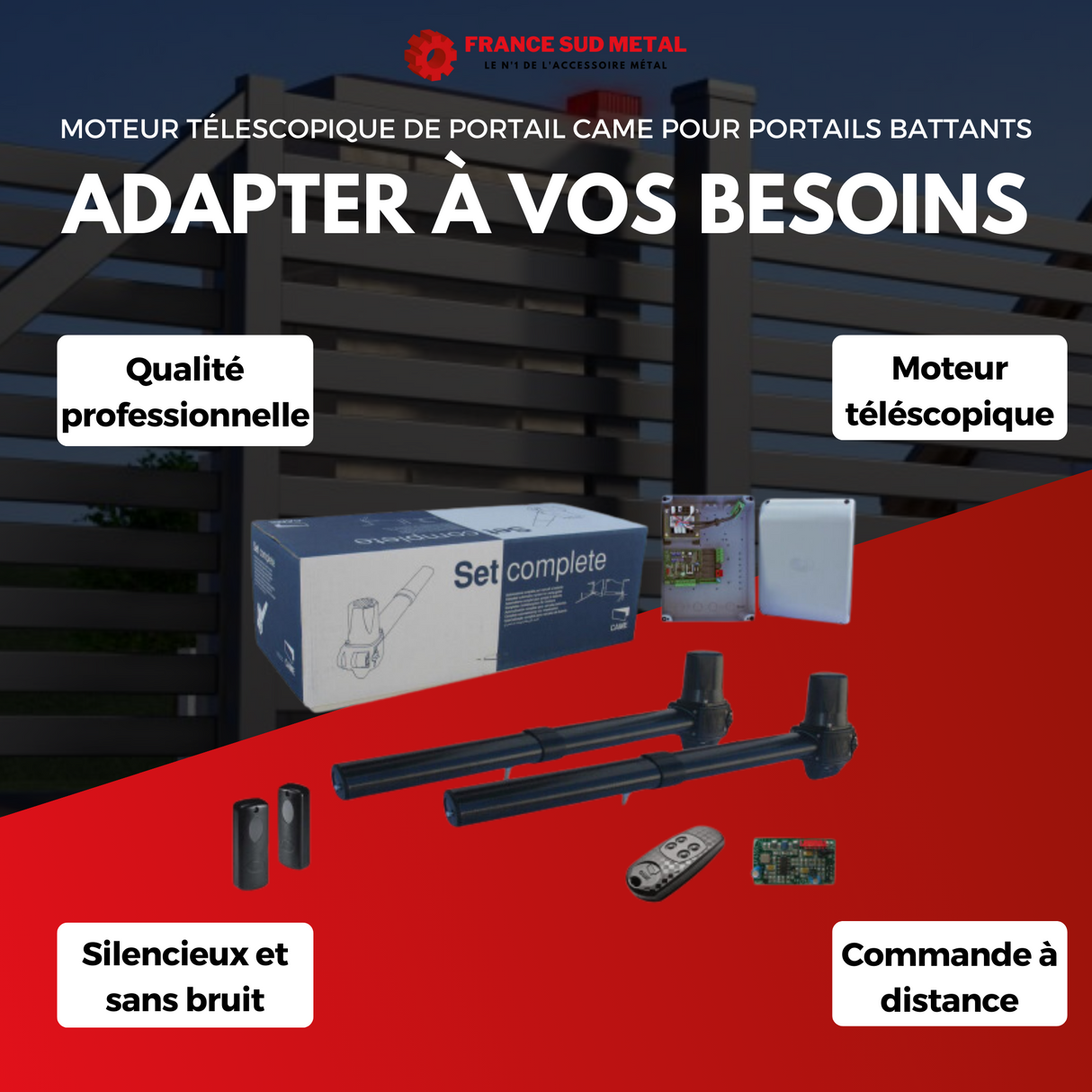 MOTEUR TÉLESCOPIQUE DE PORTAIL CAME POUR PORTAILS BATTANT -3