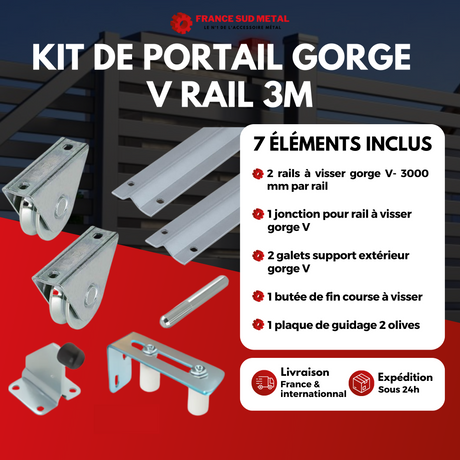 KIT DE PORTAIL 6 METRES GORGE V TRIANGULAIRE 