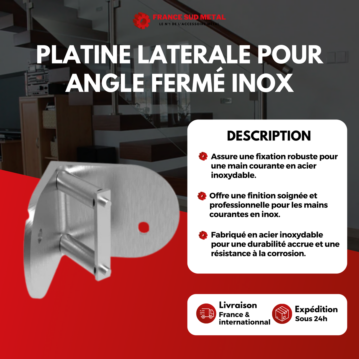 Platine latérale pour angle Inox -6