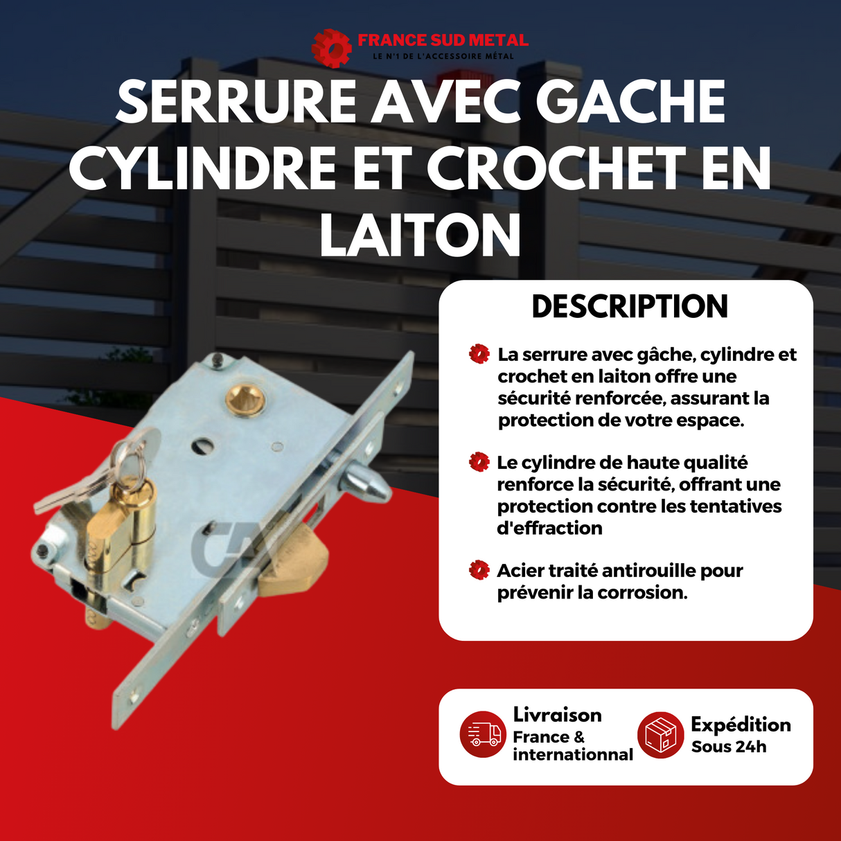 Serrure avec gache cylindre 