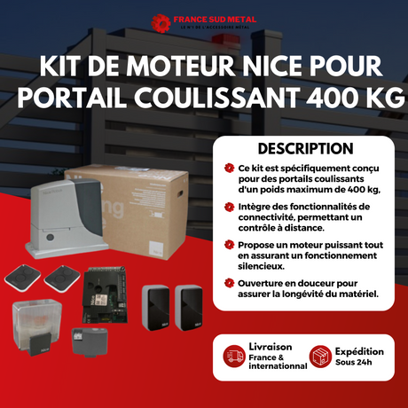 KIT DE MOTEUR NICE POUR PORTAIL COULISSANT 