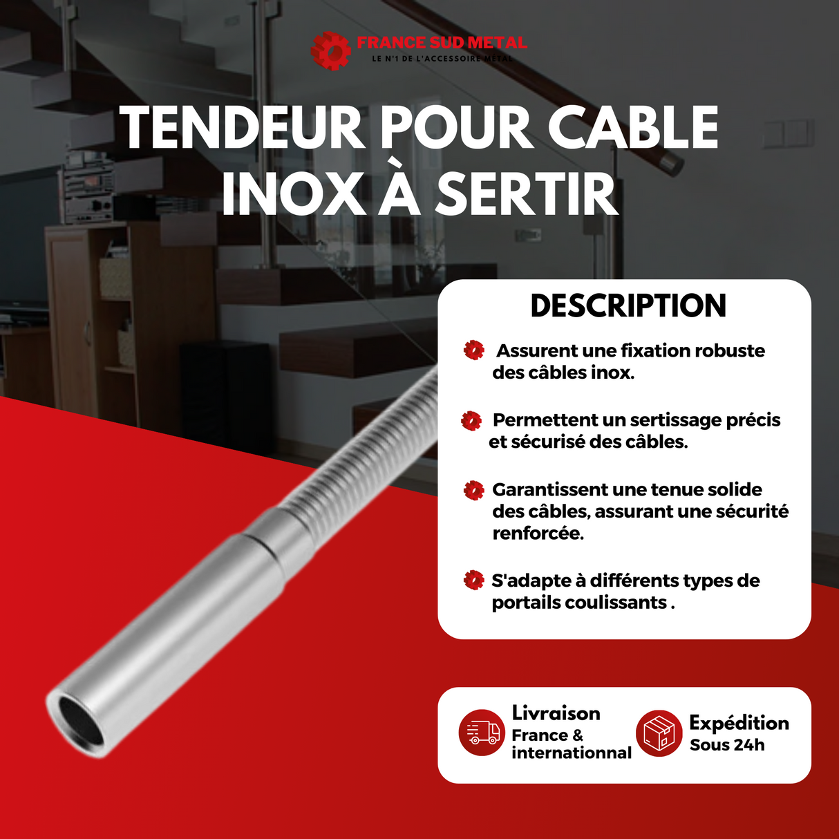 Tendeur pour cable inox à sertir -2