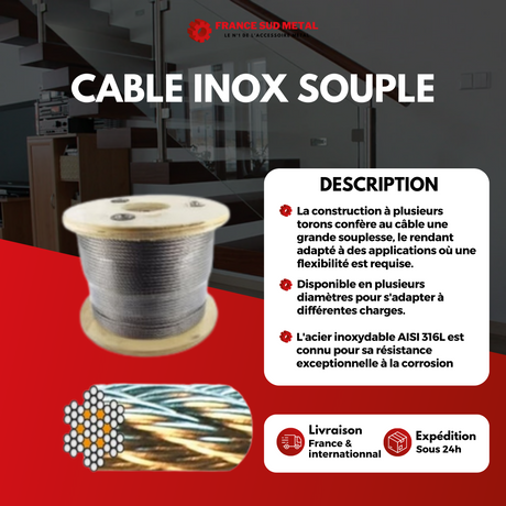 Cable inox AISI 316 L souple