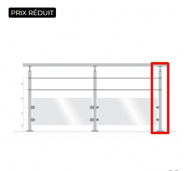 Poteau inox arrivée prêt à poser NF