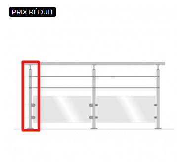 Poteau inox prêt à poser départ NF