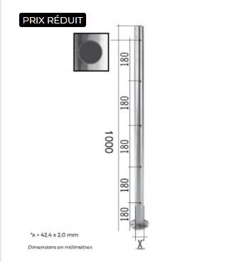 Poteau pour cable inox prêt à poser